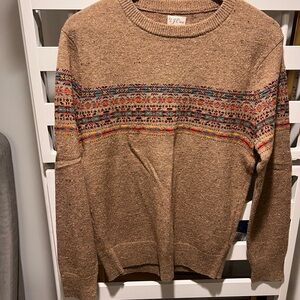 J. Crew Tan Sweater with Multicolor Stripes